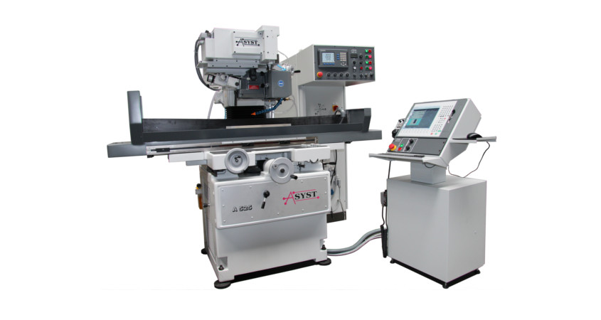 ASYST-Schleifmaschine A 525 (Modell JUNG JF 520) mit einfacher, bedienerfreundlicher ASYST-Steuerung <br>AMS 100 ECO, Schleifbereich 600 x 230 mm mit Kopfabrichter